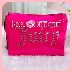 💗{Juicy Couture} Beautiful Fuchsia Bling Makeup Bag | Signature Cosmetic Bag!